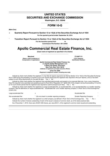 Thumbnail Apollo Commercial Real Estate Finance 10-Q Quarterly Report FY2016 