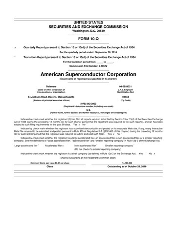 Thumbnail American Superconductor Corporation 10-Q Quarterly Report FY2016 
