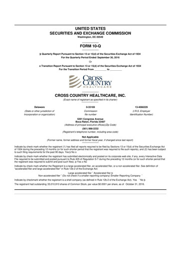 Thumbnail Cross Country Healthcare 10-Q Quarterly Report FY2016 