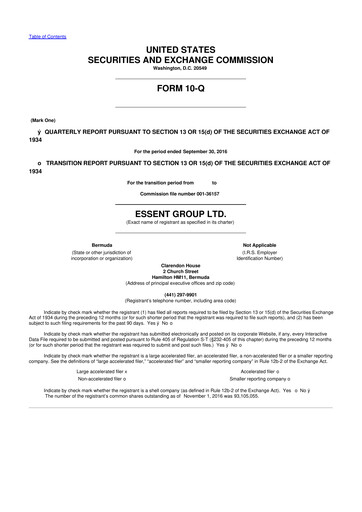 Thumbnail Essent Group 10-Q Quarterly Report FY2016 