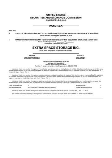 Vorschaubild Extra Space Storage
 10-Q Quartalsbericht 2016 