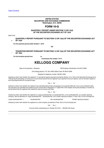 Thumbnail Kellanova 
 (Kellogg's) 10-Q Quarterly Report FY2016 