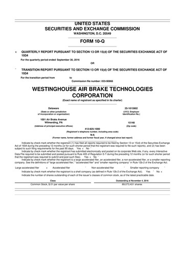 Thumbnail Wabtec 10-Q Quarterly Report FY2016 