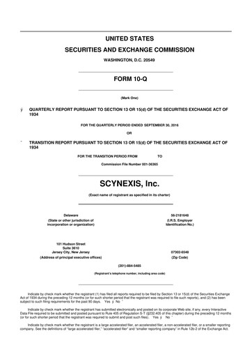 Thumbnail SCYNEXIS 10-Q Quarterly Report FY 