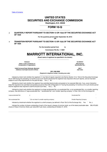 Thumbnail Marriott International 10-Q Quarterly Report FY2016 