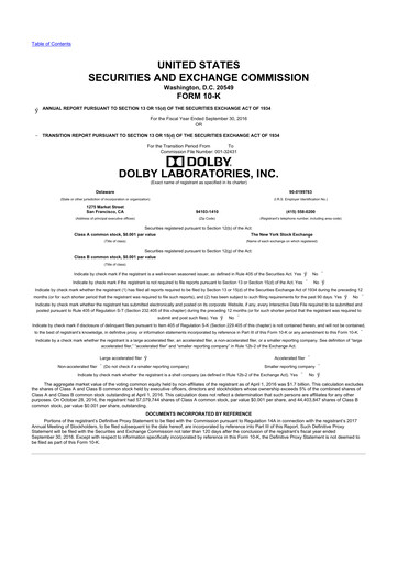 Thumbnail Dolby 10-K Annual Report 2016