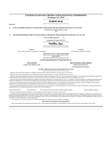 Thumbnail Netflix 10-K Annual Report 2016