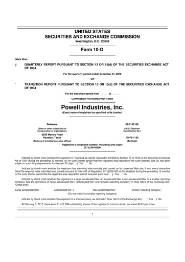 Miniature Powell Industries 10-Q Rapport trimestriel 2017 