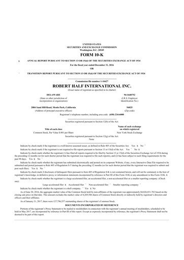 Thumbnail Robert Half 10-K Annual Report 2016