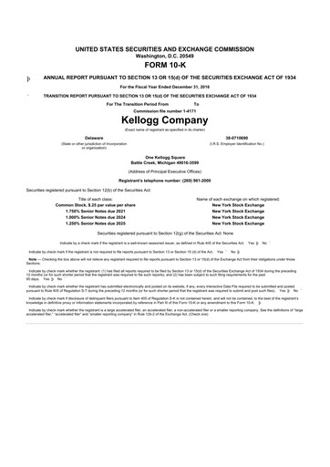 Thumbnail Kellanova 
 (Kellogg's) 10-K Annual Report 2016