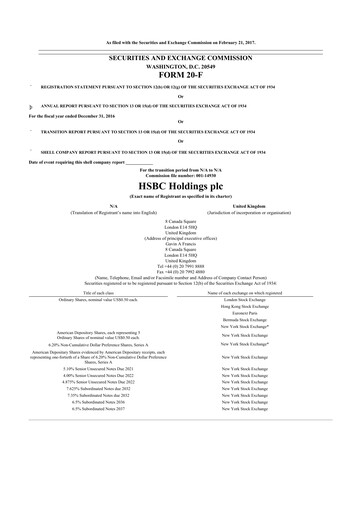 Thumbnail HSBC 20-F Annual Report 