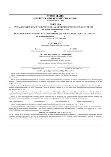 Thumbnail Equinix 10-K Annual Report 2016