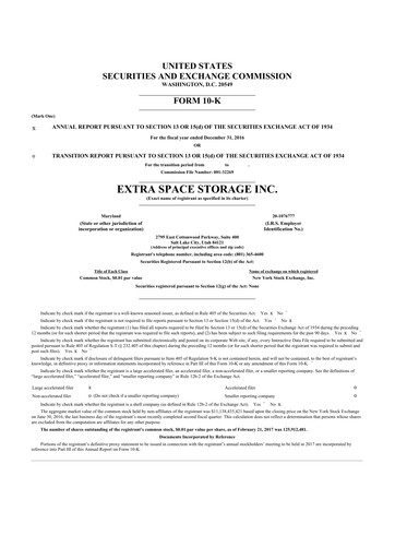 Thumbnail Extra Space Storage
 10-K Annual Report 2016