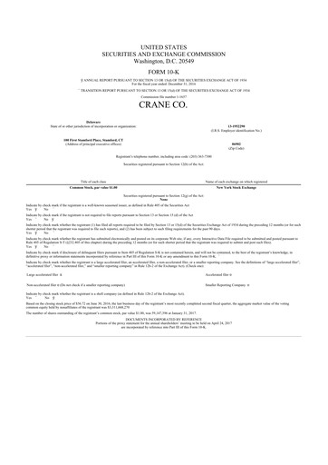 Vorschaubild Crane NXT 10-K Jahresbericht 2016