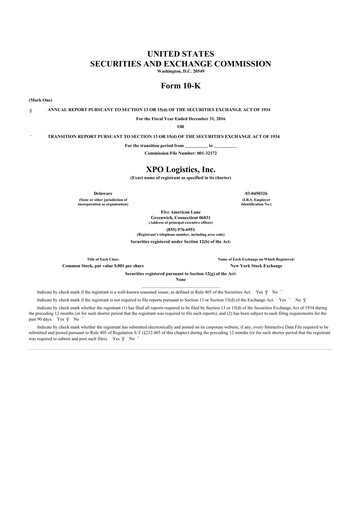 Thumbnail XPO Logistics 10-K Annual Report 2016