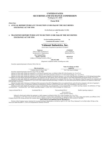 Thumbnail Valmont Industries
 10-K Annual Report 2016