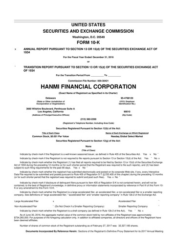 Vorschaubild Hanmi Financial 10-K Jahresbericht 2016