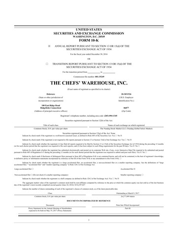 Thumbnail Chefs' Warehouse 10-K Annual Report 2016