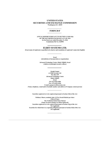 Thumbnail Elbit Systems
 20-F Annual Report 2016