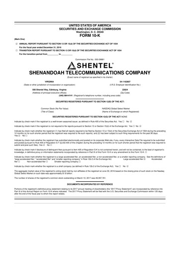 Thumbnail Shentel 10-K Annual Report 2016