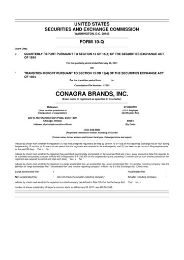 Thumbnail Conagra Brands
 10-Q Quarterly Report FY2017 