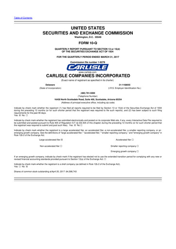 Thumbnail Carlisle Companies
 10-Q Quarterly Report FY2017 