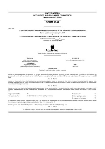 Thumbnail Apple 10-Q Quarterly Report FY2017 