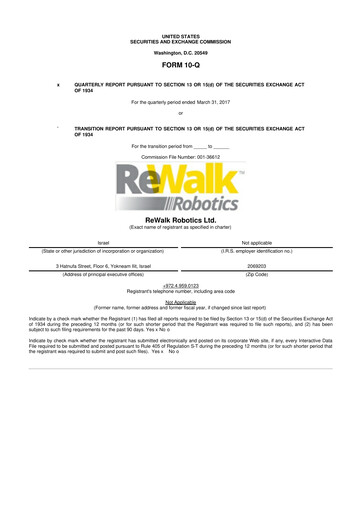 Miniature Lifeward 10-Q Rapport trimestriel 2017 