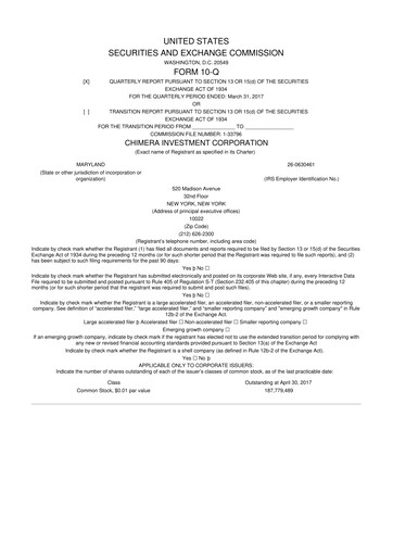 Vorschaubild Chimera Investment Corporation 10-Q Quartalsbericht 2017 