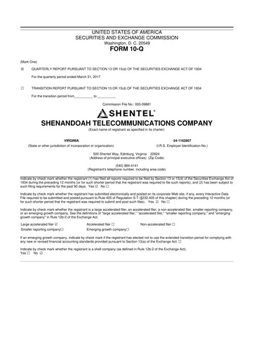 Thumbnail Shentel 10-Q Quarterly Report FY2017 