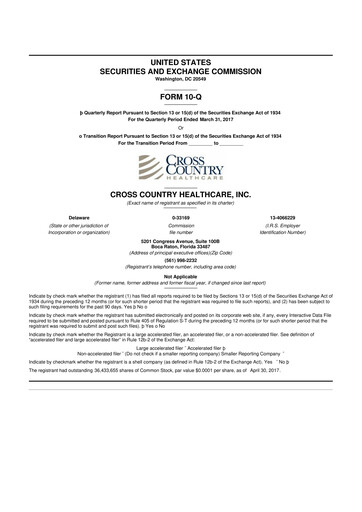 Thumbnail Cross Country Healthcare 10-Q Quarterly Report FY2017 