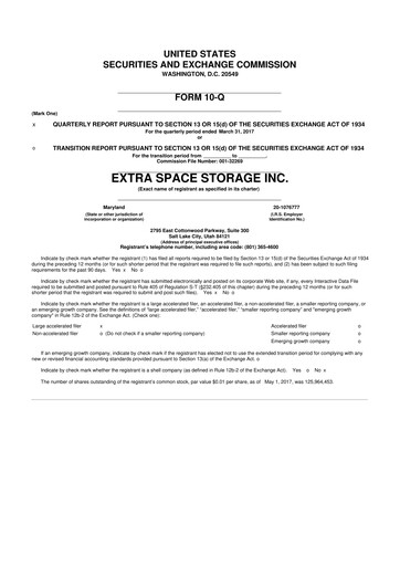 Vorschaubild Extra Space Storage
 10-Q Quartalsbericht 2017 