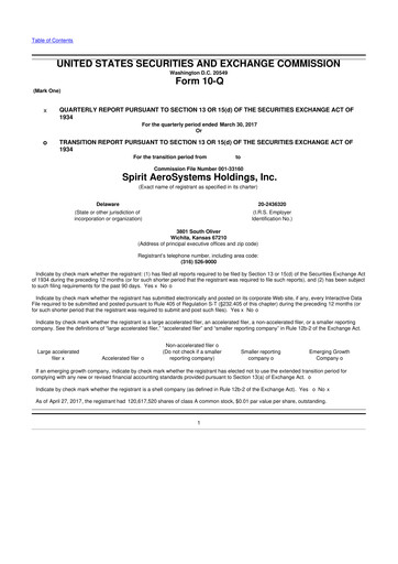 Thumbnail Spirit AeroSystems 10-Q Quarterly Report FY2017 