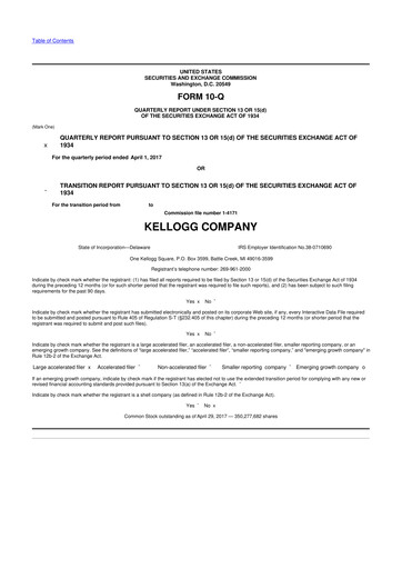 Thumbnail Kellanova 
 (Kellogg's) 10-Q Quarterly Report FY2017 