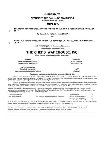 Miniature Chefs' Warehouse 10-Q Rapport trimestriel 2017 