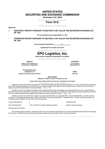 Thumbnail XPO Logistics 10-Q Quarterly Report FY2017 