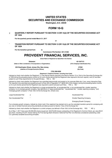 Thumbnail Provident Financial Services 10-Q Quarterly Report FY2017 