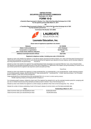 Thumbnail Laureate Education
 10-Q Quarterly Report FY2017 