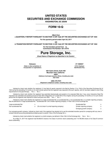 Vorschaubild Pure Storage
 10-Q Quartalsbericht 2017 