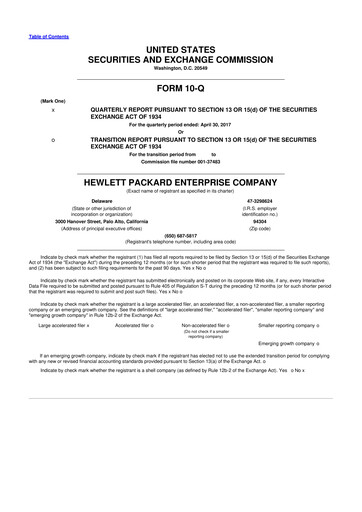 Thumbnail Hewlett Packard Enterprise 10-Q Quarterly Report FY2017 