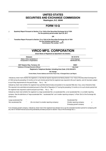 Thumbnail Virco Manufacturing 10-Q Quarterly Report FY2018 