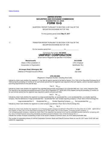 Vorschaubild UniFirst 10-Q Quartalsbericht 2017 