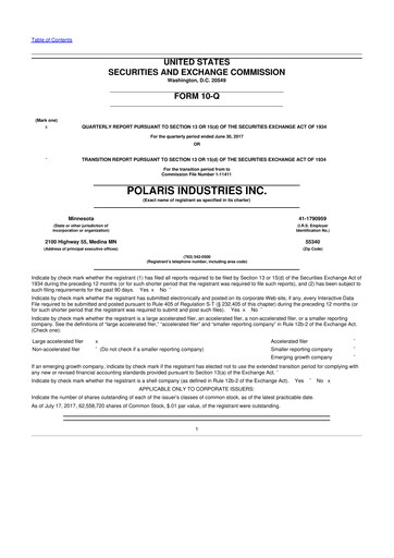 Thumbnail Polaris 10-Q Quarterly Report FY2017 