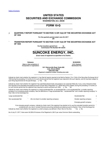 Thumbnail SunCoke Energy
 10-Q Quarterly Report FY2017 