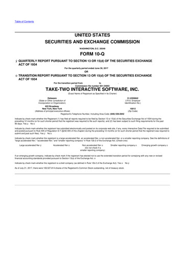 Thumbnail Take-Two Interactive
 10-Q Quarterly Report FY2018 