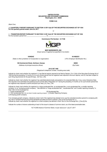 Thumbnail MGP Ingredients 10-Q Quarterly Report FY2017 