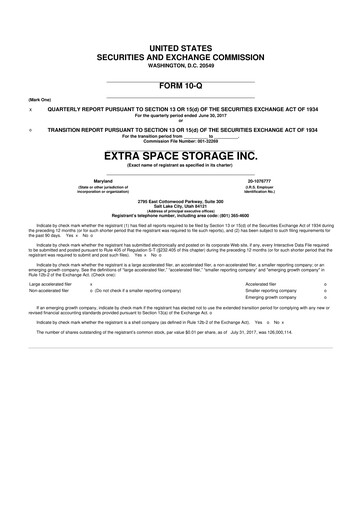 Vorschaubild Extra Space Storage
 10-Q Quartalsbericht 2017 