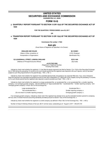 Thumbnail Aon 10-Q Quarterly Report FY2017 