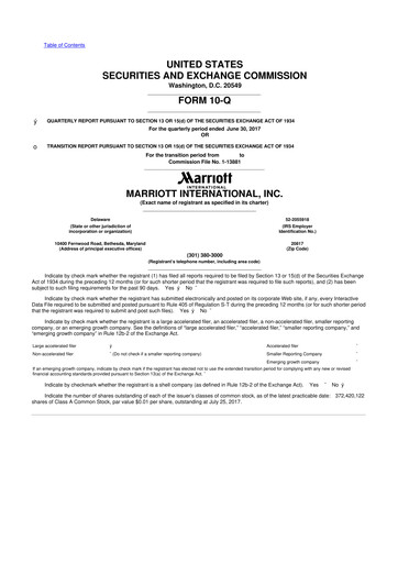 Thumbnail Marriott International 10-Q Quarterly Report FY2017 