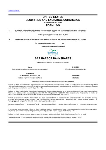 Vorschaubild Bar Harbor Bankshares

 10-Q Quartalsbericht 2017 